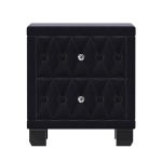 Velvet Nightstand with 2 Roomy Drawers and Crystal Handles, Solid Beside Table for Condos and City Homes, 18'' L x 18'' W x 20'' H, Black
