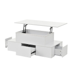 Sleek Lift-Top Coffee Table with Hydraulic Lift and App-Controlled LED Lighting, Versatile Center Table with Hidden Storage, 39.5" L x 19.5" W x 15.5" H, White