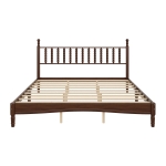 King-Size Wood Platform Bed with Gourd-Shaped Headboard, Sturdy Wooden Frame for Classic or Eclectic Interior, 84.5'' L x 79'' W x 45'' H, Walnut