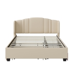 Upholstered Queen Platform Bed with Wingback Headboard and 2 Storage Drawers, Multi-Functional Bed Frame with Wood Slat, 86'' L x 65'' W x 43'' H, Beige