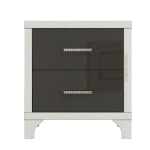 Elegant High Gloss Nightstand with Mirrored Front and 2 Drawers, Stylish Bedside Table for Large Bedrooms, 22.5'' L x 15.5'' W x 23.5'' H, Black