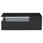 High-Gloss LED Coffee Table with App-Controlled Colour Light Strip, Functional Center Table with Open Storage, 39.5" L x 19.5" W x 13.5" H, Black