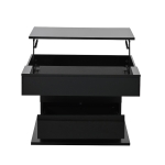 360° Rotating Lift-Top Coffee Table with Height-Adjustable Square Top, Modern Center Table with Hidden Storage, 27.5" L x 27.5" W x 17.5" H, Black