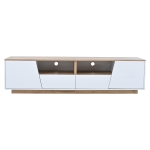 Stylish TV Cabinet with App-Controlled LED Lighting and High-Gloss Front, Freestanding TV Stand with 2 Drawers, 65" L x 15.5" W x 17.5" H, White