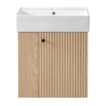 Space-Saving Floating Bathroom Vanity with Ceramic Basin, Wall-Mounted Cabinet for Compact Washroom, 21.5'' L x 12'' W x 26.5'' H, Wood