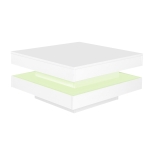 Square High-Gloss Coffee Table with App-Controlled LED Lighting, Modern Center Table with Double-Layer Storage, 27.5" L x 27.5" W x 14" H, White