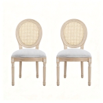 French Country-Inspired Dining Chair Set for 2 with Plush Upholstered Seats, Elegant Side Chair Set with Fluted Legs, 19" L x 22.5" W x 38" H, Light Grey