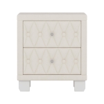 Elegant Velvet Nightstand with Button‑Tufting and Sparkling Crystal Knob, Solid Bedside Table with Generous Storage, 18'' L x 18'' W x 20'' H, Beige