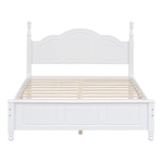 Full Size Wood Platform Bed with Wood-Finished Headboard, Retro-Style Bed Frame for Modern Condos, 80'' L x 56'' W x 43.5'' H, White