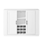 Counter-Height Kitchen Island with Built-In Power Outlet, Versatile Center Island with Wine Stemware Holder, 47" L x 15.5" W x 34.5" H, White