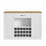 Modern Wine Bar Cabinet with Built-In Power Outlet, Versatile Sideboard with Adjustable Shelves, 47" L x 15.5" W x 34" H, White+Natural
