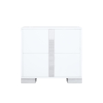 Space-Saving Nightstand with Mirrored Accents and Metal Legs, Elegant Bedside Storage for Compact Apartments, 23.5'' L x 15.5'' W x 21.5'' H, White