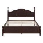 Queen Size Wood Bed with 10 Plywood Slats and Retro-Style Headboard, Modern Platform Bed with Warm Wood Finish, 85'' L x 62.5'' W x 43.5'' H, Walnut