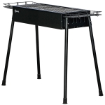 Outsunny Portable BBQ Grill, Charcoal Grill with Side Seasoning Baskets, Hooks and Nets for Outdoor, Picnic, Camping, Black
