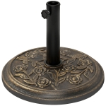 Outsunny 18" 20 lbs Round Resin Umbrella Base Stand Market Parasol Holder with Decorative Rose Floral Pattern & Easy Setup, for Φ1.5", Φ1.89" Pole, for Lawn, Deck, Backyard, Garden, Bronze