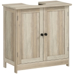 HOMCOM Bathroom Vanity, 24" Pedestal Sink Bathroom Vanity Furniture with 2 Doors and Shelf, Grey Wood Grain