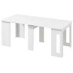 HOMCOM 23.6"-70.9" Extendable Dining Table for 6-8 People, Space-Saving Rectangular Kitchen Table for Small Spaces, Dining Room, Kitchen, Living Room, White