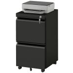 Vinsetto Mobile Vertical Filing Cabinet with Lock, 2-Drawer Steel File Cabinet with Adjustable Hanging Bar for Letter, A4 and Legal Size, Black