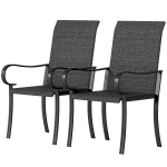 Outsunny 2 Piece PE Rattan Patio Dining Chairs with Steel Frame,  for Garden, Backyard, Pool Side, Porch, Black