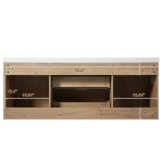 Double Sink Bathroom Vanity with Integrated SMC Top, Wall-Mounted Floating Cabinet for 2 People, 59.5'' L x 20'' W x 25.5'' H, Wood