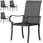 Outsunny 4 Piece PE Rattan Patio Dining Chairs with Steel Frame,  for Garden, Backyard, Pool Side, Porch, Black