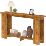 HOMCOM Farmhouse Console Table, 63" Narrow Entryway Table with Thickened Tabletop for Living Room, Hallway, Distressed Brown