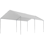 Outsunny 10' x 20' Carport Heavy Duty Galvanized Car Canopy with Included Anchor Kit, 3 Reinforced Steel Cables, White