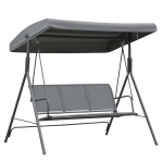 Outsunny 3-Seater Swing Chair Covered Garden Hammock A-Frame Outdoor Porch Glider Sling Seat with Adjustable Canopy Cover, Grey