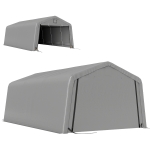 Outsunny 12' x 20' Portable Garage, Heavy Duty Carport Canopy with Ventilation Windows and Large Roll-up Door, Light Grey