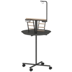 PawHut Bird Stand with Wheels Parrot Play Stand with Round Tray Stainless Steel Feed Bowls Indoor Outdoor Dark Gray
