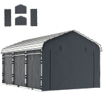 Outsunny Carport Replacement Canopy Cover Sidewalls for 12' x 20' Carport, UPF50+ Waterproof Garage Car Shelter Tarp, Dark Grey