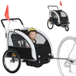 Aosom 2-Seat Elite 360 Swivel Bike Trailer for Kids Bicycle Cargo Trailer with Water-Resistant Windows, Black and White