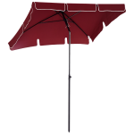 Outsunny 6.5x4ft Rectangle Patio Umbrella Aluminum Tilt Adjustable Garden Parasol Sun Shade Outdoor Canopy Wine Red