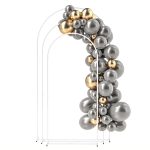 Outsunny Wedding Arch, 7/6.5/6 ft Metal Balloon Arch Backdrop Stand Set of 3 for Birthday Party, Bridal Shower, White