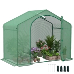 Outsunny 6' x 3' x 5' Portable Walk-in Greenhouse, PE Cover, Steel Frame Garden Hot House, Zipper Door, Top Vent for Flowers, Vegetables, Saplings, Tropical Plants, Green