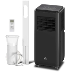HOMCOM 8,000 BTU Moible Air Conditioner 345 Sq. Ft., Dehumidifier Fan Auto Sleep with 24H Timer On/Off, Window Kit, Black