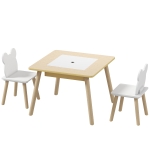 Qaba 3 Piece Kids Table and Chair Set with Convertible Desk with Storage, 3 in 1 Toddler Table and Chair Set for Nursery