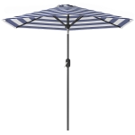 Outsunny Patio Sun Umbrella, Outdoor Parasol with 6 Ribs, Blue Stripes
