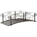 Outsunny 6FT Steel Garden Bridge with Safety Siderails, Decorative Arc Landscaping Bridge for Backyard Creek Stream Pond, Brown