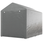 Outsunny Portable Bicycle Shed with Galvanized Steel Frame and Large Door, Waterproof Outdoor Shed for Garden Tools, Light Grey