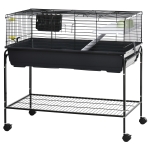 PawHut Small Animal Cage Deluxe Pet Habitat Rolling Rabbit Hutch for Bunny Guinea Pig Pet Mink Chinchilla