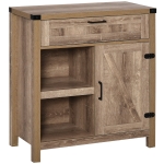 HOMCOM Rustic Barn Door Storage Cabinet Modern Farmhouse Buffet Sideboard for Kitchen and Dining Room, Light Oak
