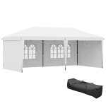 Outsunny 10' x 20' Pop Up Canopy Tent with 4 Sidewalls, Instant Gazebo with Carry Bag for Garden, Patio, White
