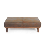 Large Square Ottoman Coffee Table with Upholstered Faux Leather, Versatile Multi‑Use Seating Table with Plush Cushion Top, 48'' L x 27'' W x 15.5'' H, Brown