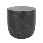 Outdoor Lightweight Concrete Side Table with Fluted Cylindrical Base, Modern Accent Table with Soft Wave Edge, 15.5'' L x 15.5'' W x 16'' H, Matte Black