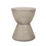 Outdoor Side Table with Highly Durable Structure, Lightweight Accent Table with Concrete Construction, 15'' L x 15'' W x 19'' H, Light Grey
