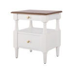 Set of 2 Modern Nightstand with Drawers and Open Shelves, Wooden Bedside Tables with Non‑Slip Rubber Feet, 19'' L x 15'' W x 22.5'' H, Milk White