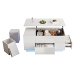 4-in-1 Coffee Table with Height-Adjustable Hydraulic Lift, Versatile Center Table with 2 Soft-Close Drawers, 39.5" L x 19.5" W x 23" H, White