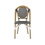 Weather-Resistant Dining Chairs with Lightweight Aluminum Frame, Set of 2 Bistro Chairs with Bamboo-Print Finish, 18.5'' L x 21.5'' W x 34.5'' H, White+Black