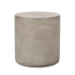 Outdoor Round Side Table with Lightweight Concrete, Patio Accent Table with Durable Smooth Finish, 15.5'' L x 15.5'' W x 16'' H, Light Grey